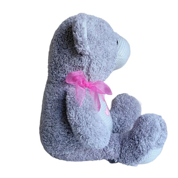 Dan Dee Teddy Bear Plush 13" Valentines Day Gray‎ Love Embroidered Sitting Gift - Picture 5 of 7